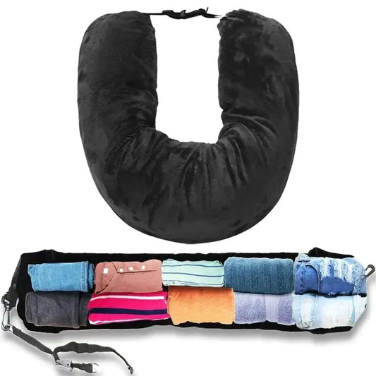 GoTripps Black Stuffable Travel Neck Pillow on a white background