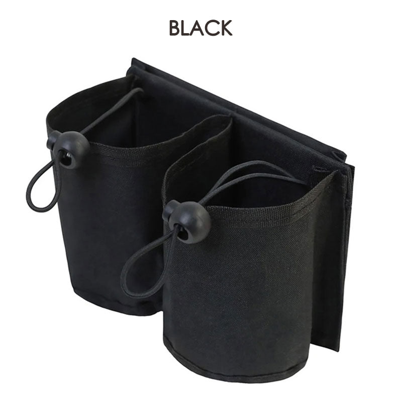 Side photo of the GoTripps Suitcase Cup and Accessory Holder in the color black