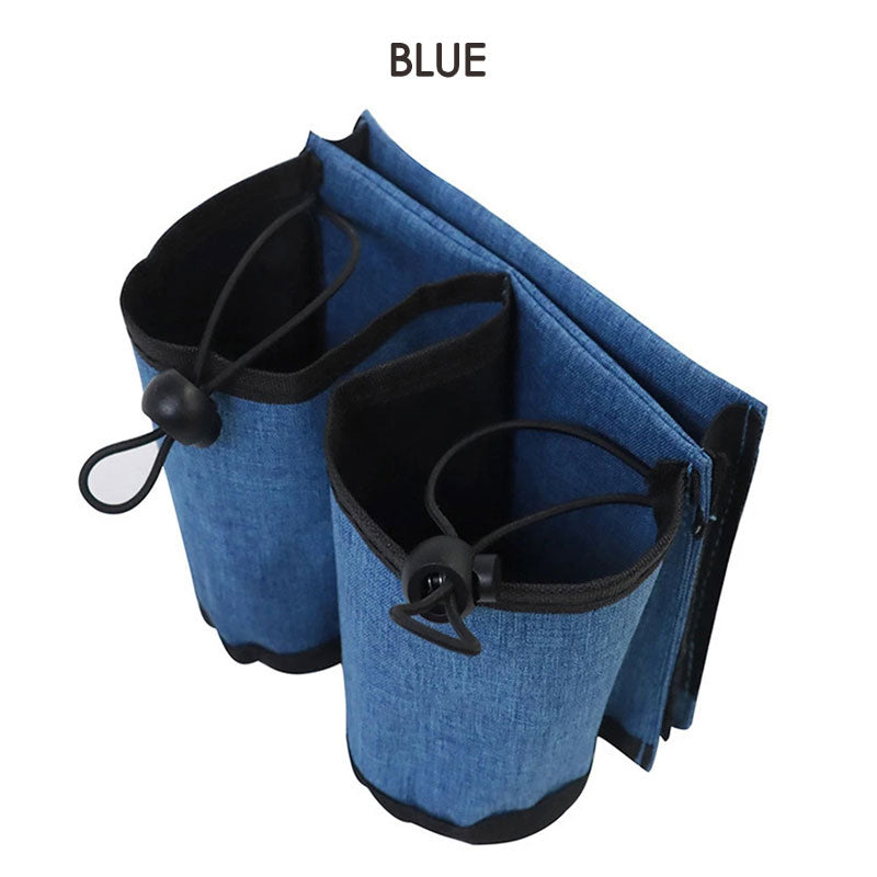 Side photo of the GoTripps Suitcase Cup and Accessory Holder in the color blue