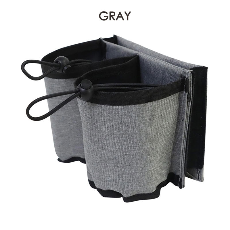 Side photo of the GoTripps Suitcase Cup and Accessory Holder in the color gray