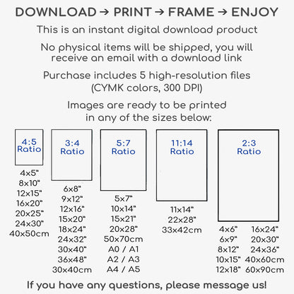 Instant Downloadable Digital Wall Art Product Description and Instructions