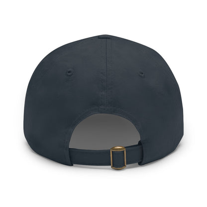 Navy twill cotton baseball cap's stylish backside with a sleek gold metal buckle closure