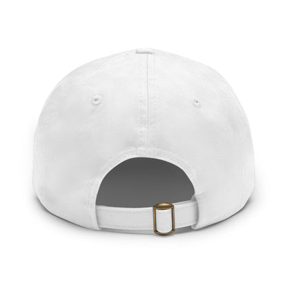 White twill cotton baseball cap's stylish backside with a sleek gold metal buckle closure